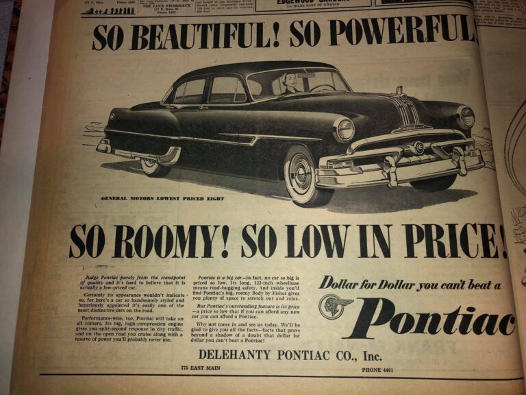 Here are a couple of advertisements from our local Oldsmobile dealership